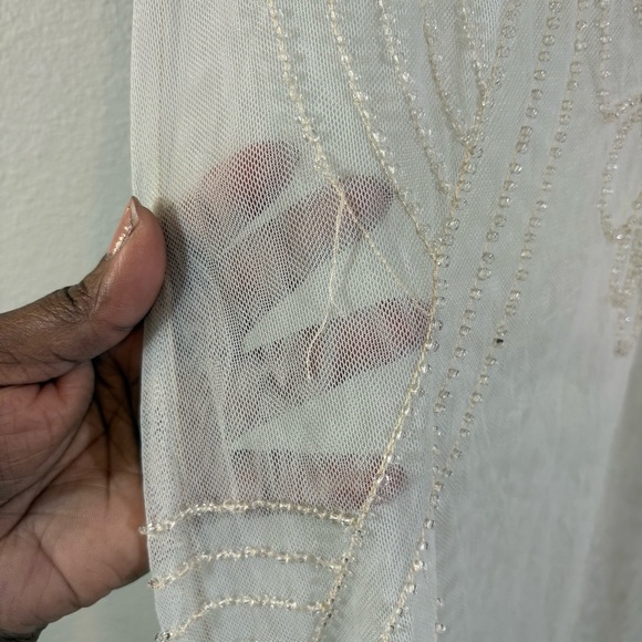 Johnny Was Biya Lace Mesh Maxi Dress Size S Pale Mint Beaded Boho Embroidered - Picture 4 of 12